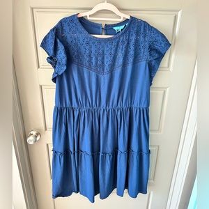Draper James Navy Knit Eyelet Dress
